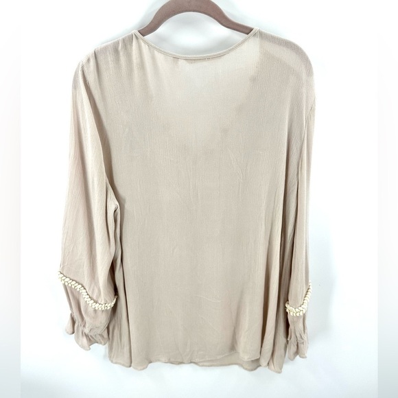 Soft Surroundings Clementine Tassel Tunic Top Womens Large Boho Beachy Gauze - Picture 6 of 13